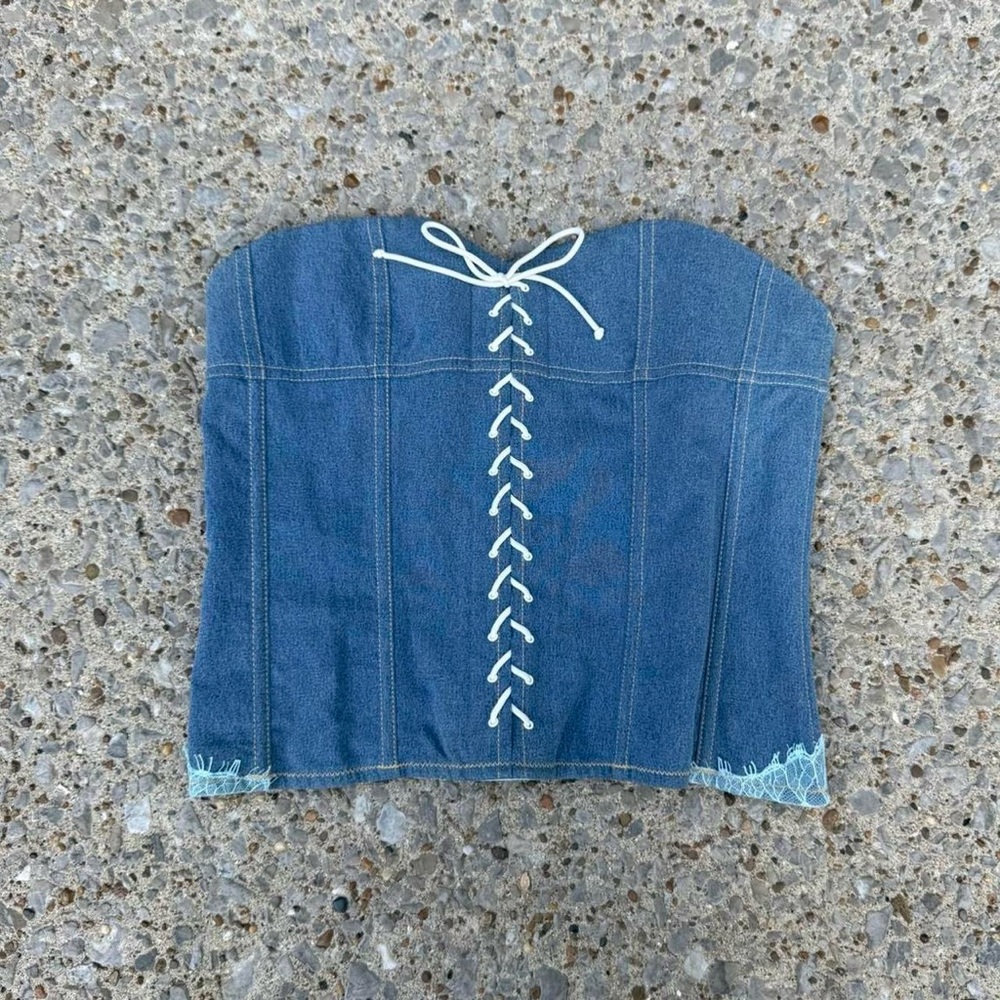 Denim Lace-Up Corset Top